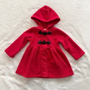 Good Lad Hooded Fleece Jacket with Heart Toggles Red Black Size 3T